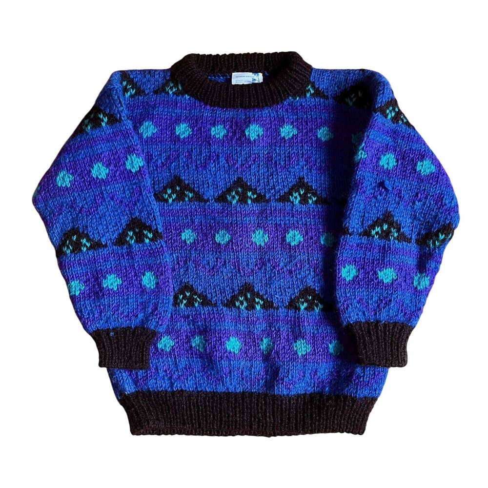 Vagabond Imports Vintage Hand Knit Wool Sweater Unisex Granola Girl 90s Grunge